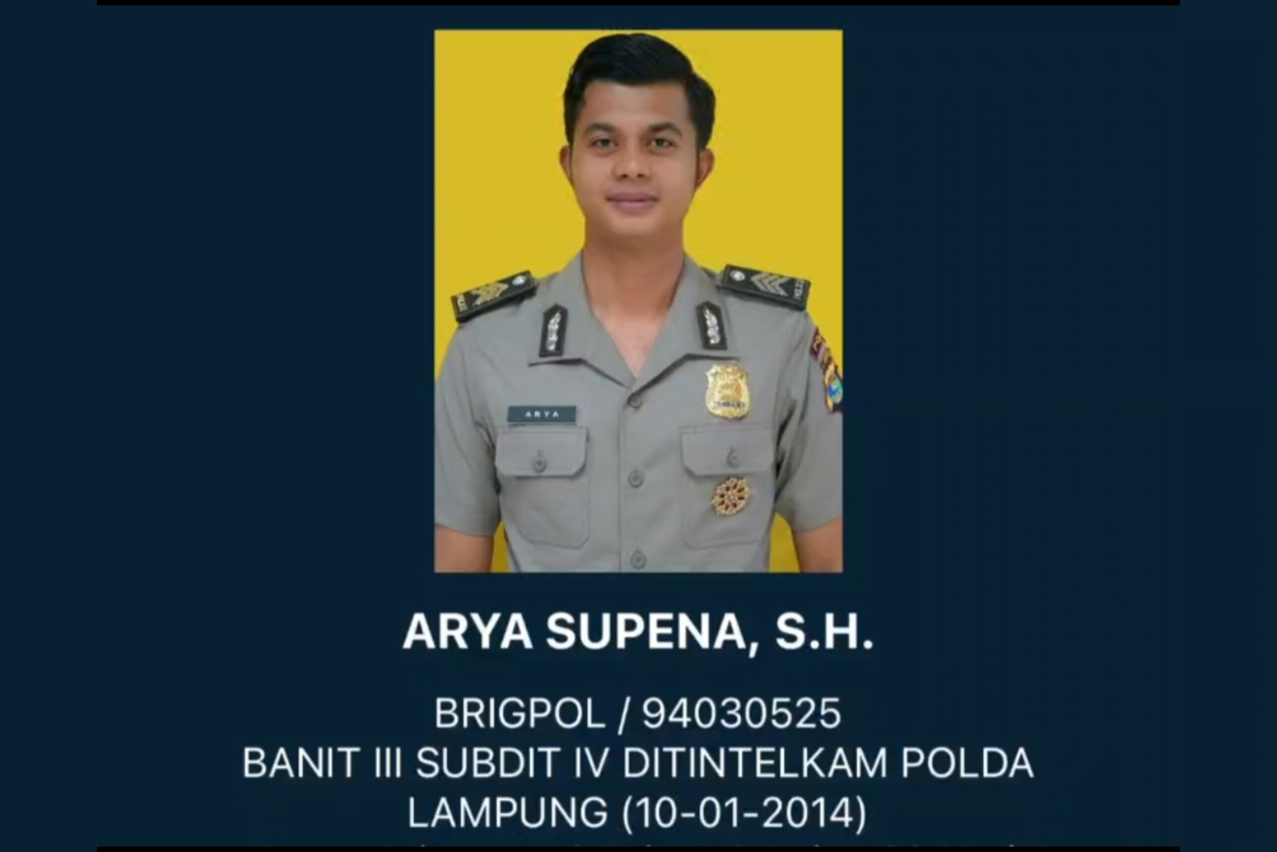 INNALILLAHI: BERDUKA CITA, BRIGPOL ARYA SUPENA GUGUR DALAM MENGEMBAN TUGAS NEGARA