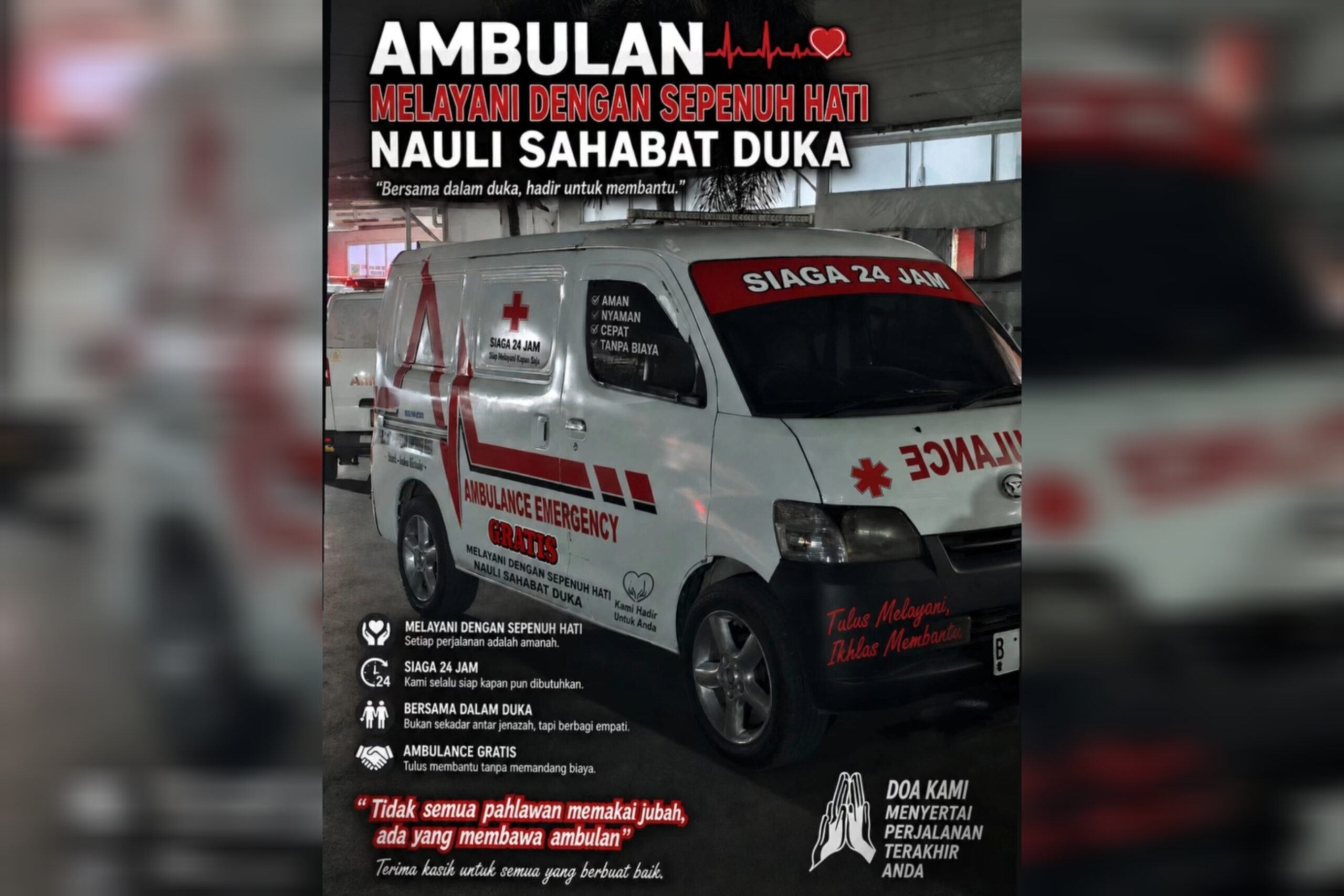 AMBULANCE NAULI SAHABAT DUKA: PELAYANAN SEPENUH HATI TANPA PUNGUT BIAYA, INISIATIF MULIA JOSUA NANDO MANURUNG