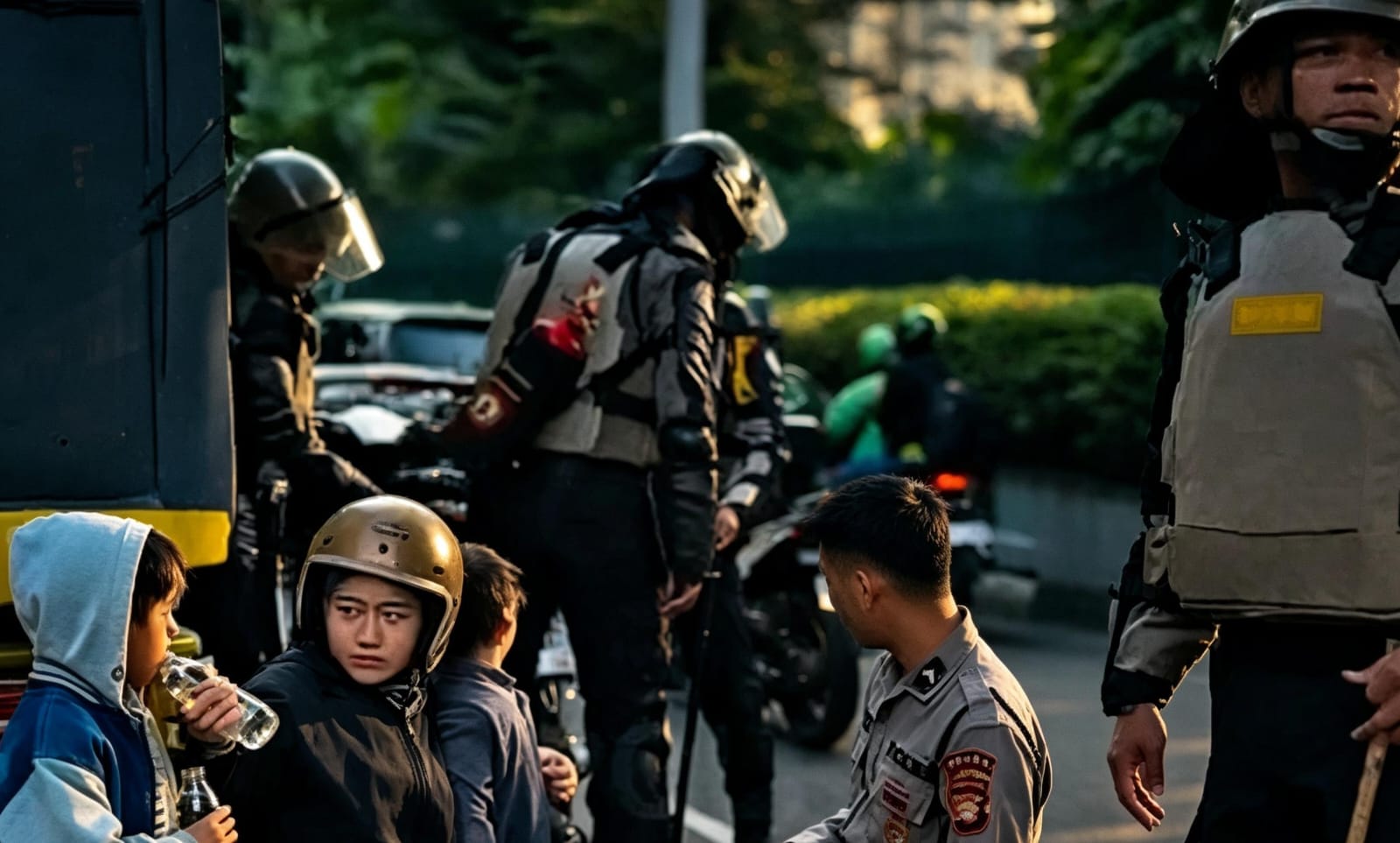 RESPONS CEPAT DAN HUMANIS, PERSONEL POLDA METRO JAYA TOLONG PENGENDARA JATUH DI TENGAH KERAMAIAN